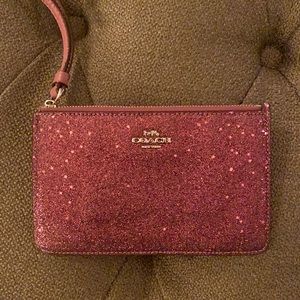 Pink glitter Coach wristlet